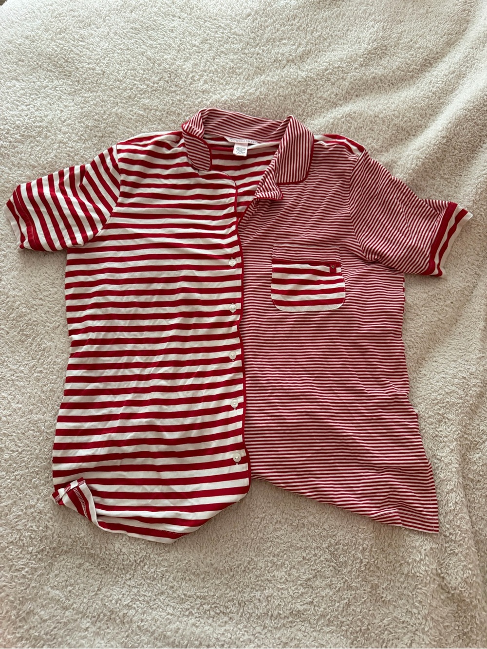 Victoria's Secret Red & White Striped Button-Front Kids Shirt